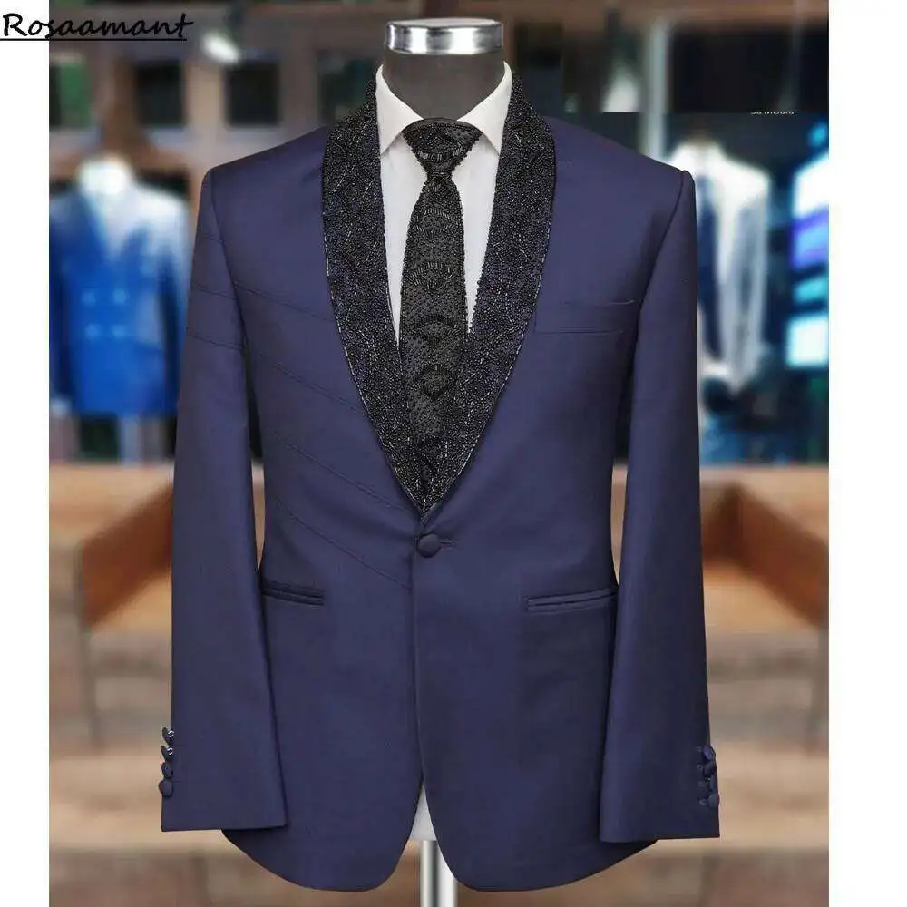 Elegant Wedding Suits For Men Slim Fit Notch Lapel Blazer Best Man Groom Suit Male Tuxedo Set
