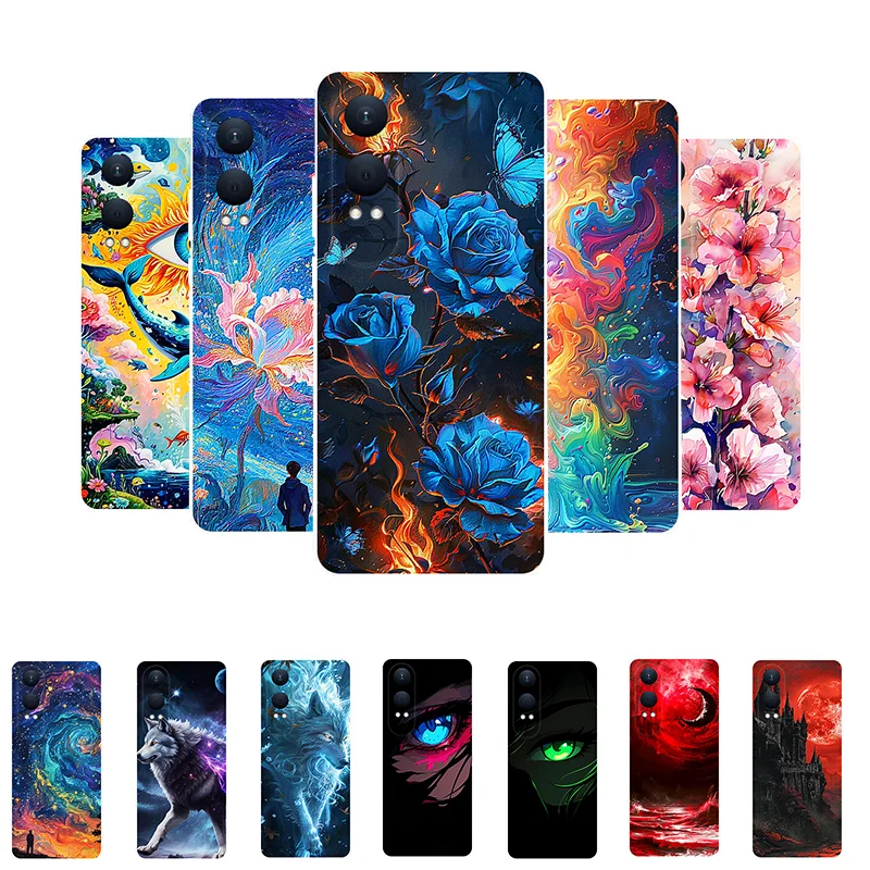 For Oneplus Nord CE4 Lite 5G Case Flower Red Moon Silicone Soft TPU Back Cover for Oneplus Nord CE 4 Lite Phone Case CE4Lite