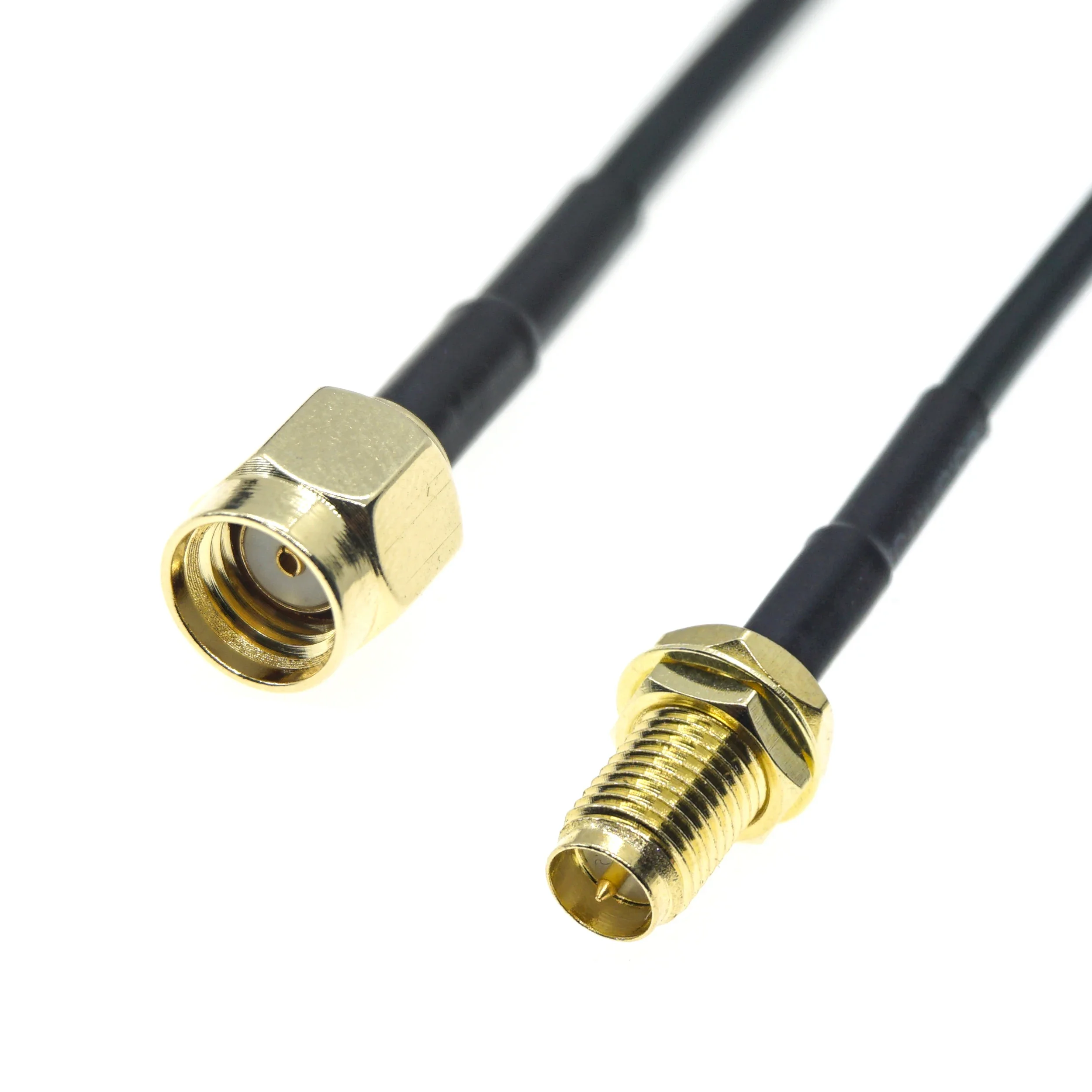 Rpsma macho para sma fêmea cabo de extensão, cobre fio alimentador para placa de rede wifi coaxial rg174 roteador antena