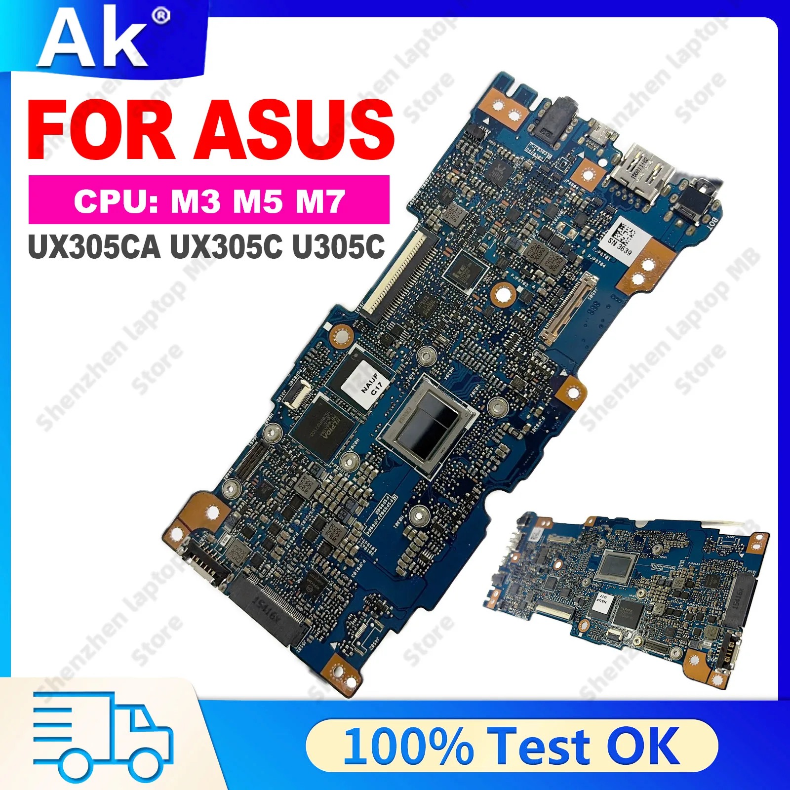 U305C UX305CA Notebook Mainboard For ASUS ZenBook With M3 M5 M7 CPU 100% tests OK UX305CA UX305C Laptop Motherboard fast ship