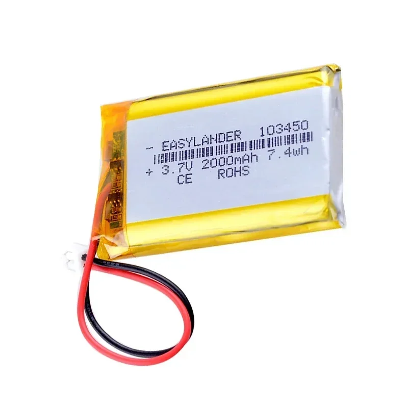 100%New 3.7V 103450 2000mAh rechargeable polymer lithium battery, suitable for PS4, camera, GPS, Bluetooth speaker 3.7V battery