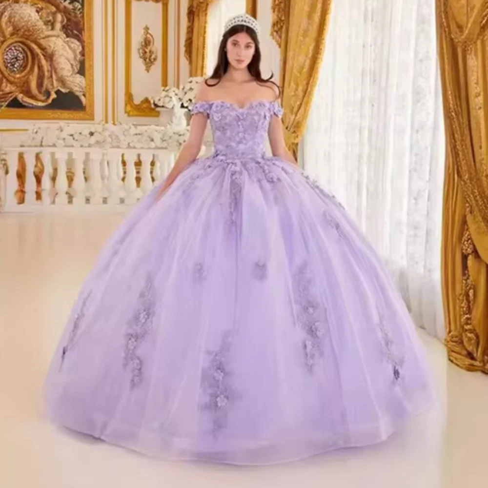 Bomaris Lavender Quinceanera Dresses Ball Gown Vestidos De 15 Anos Off-Shoulder Sweet 16th Birthday XV Princess Party Customized