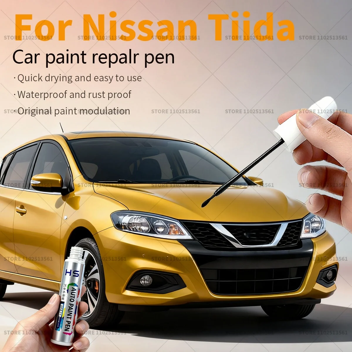 Car Paint Repair Pen For Nissan Tiida Touch Up Scratch Remover DIY Auto Accessories White QAB Silver  K23 Red NAH Black B20 Gold