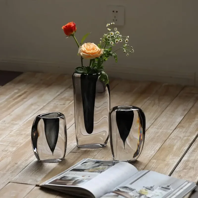 Modern Luxury Thickened Glass Vase Creative Minimalist Home Decor for Living Room Dining Table TV Cabinet Ornament Gift