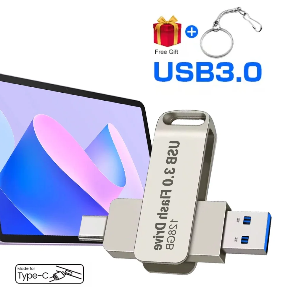 

Диск 2 в 1 U, 128 ГБ, 64 ГБ, 32 ГБ, интерфейс USB3.0 Type-C, смартфон, компьютер, взаимная передача, портативный USB-накопитель, металлический