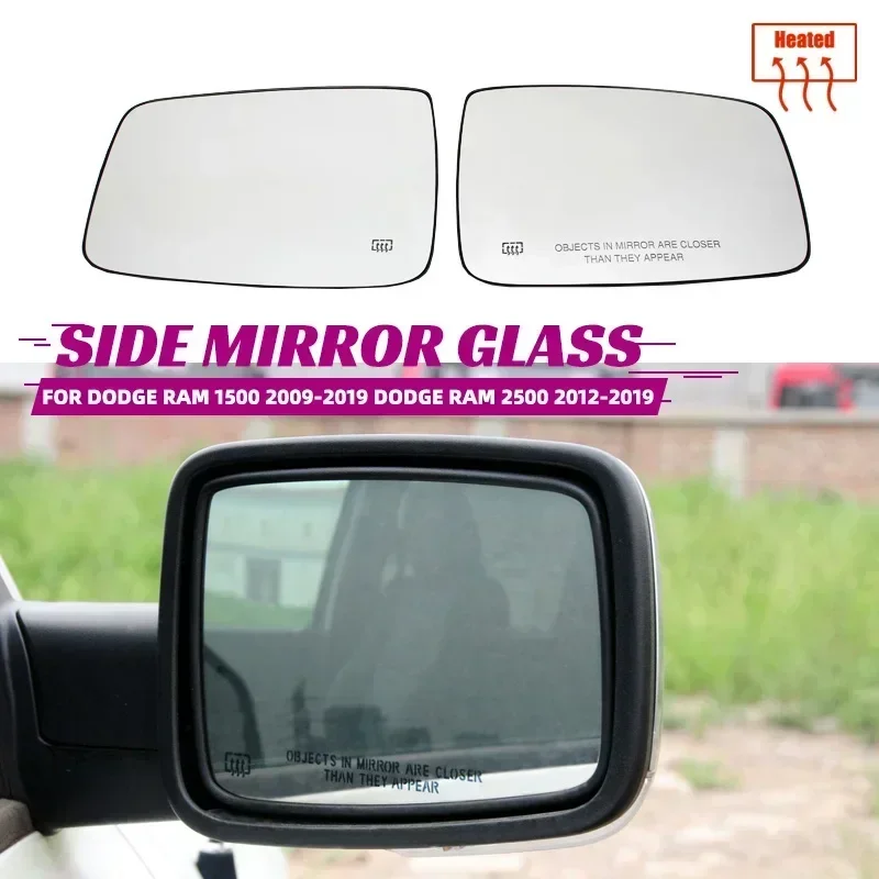For DODGE RAM 1500 2500 2009 - 2019 Left Right Side Heated Car Door Wing Mirror Glass Auto Rearview Rear View With Base