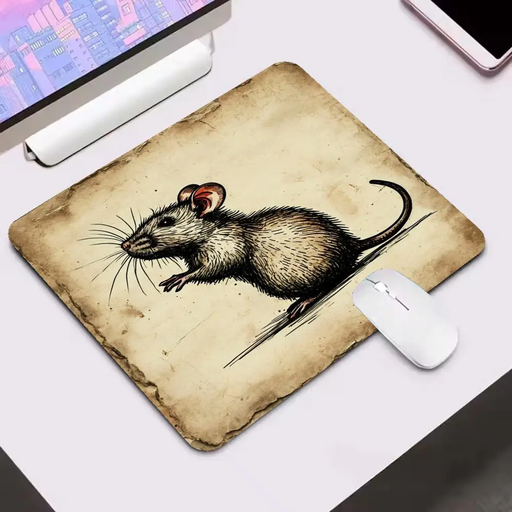 Rat Holding Cross Vintage Drawing Mouse pads games keyboard accessories large size bedroom learning table mat laptop