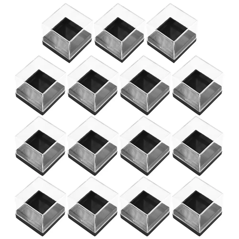 12 Pcs Transparent Plastic Mineral Specimen Box Square Storage Container Protective Holder Raw Stone Display Case Specimen