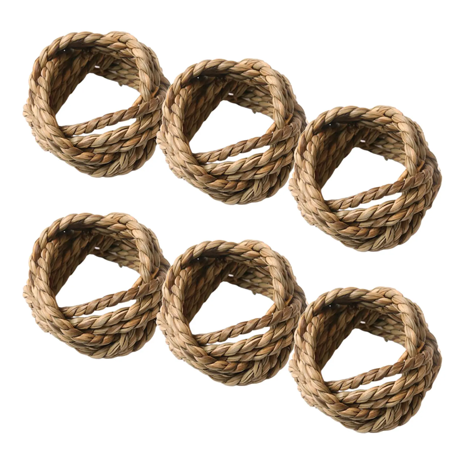 

6Pcs Handmade Rustic Straw Napkin Rings Woven Decorative Buckles for Dining Table Party Wedding Celebration Napkin Rings