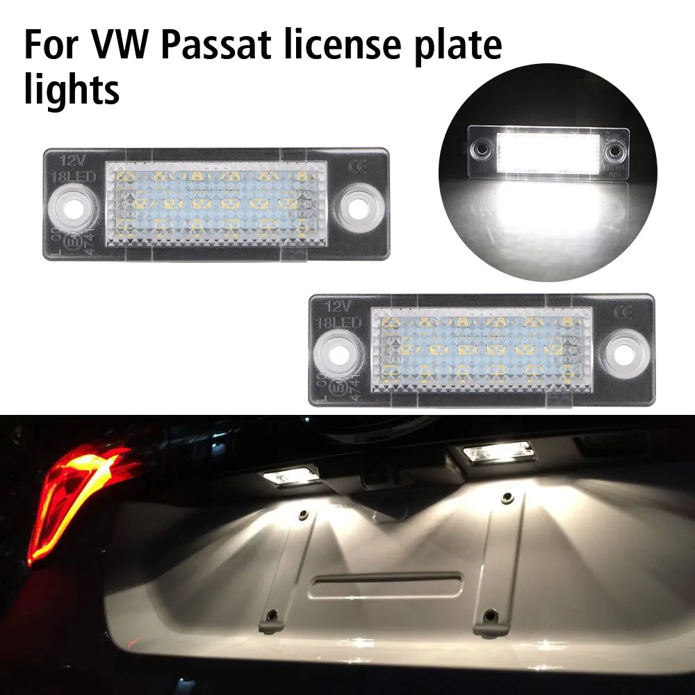 Auto Accessories 2Pcs LED license plate light Car License Number Plate Lamps With built-in decoder For VW Passat