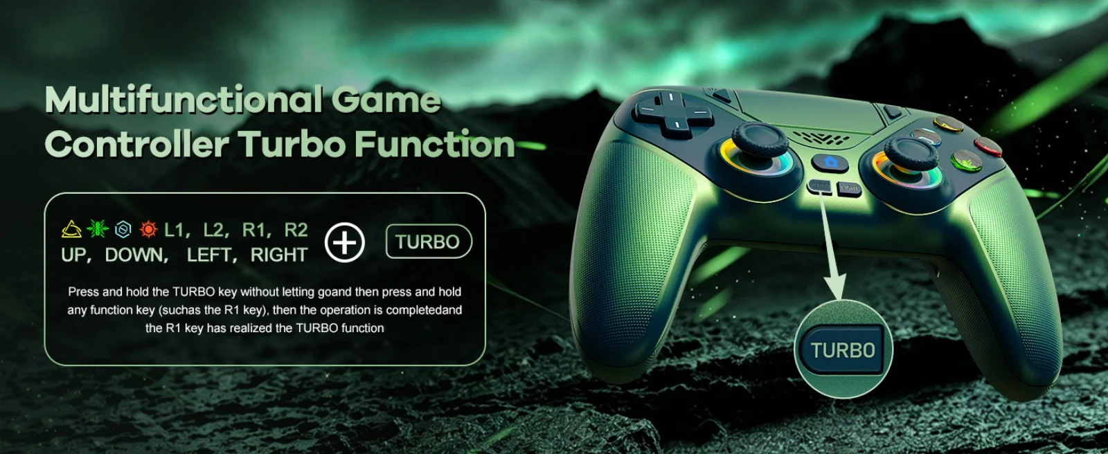 RGB Light Controller For PlayStation 5/PS5 Pro/Slim/PC Wireless Gamepad Marco/Turbo NO Drift Hall Effect Gaming Control Joystick