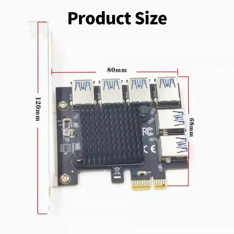 Pci-e 4x 1 To 6 Usb 3.0 Port Riser For Btc Mining Miner 6 Slots Pci Express Multiplier Pci-e 4x 1 To 6 Usb 3.i-e Riser Card