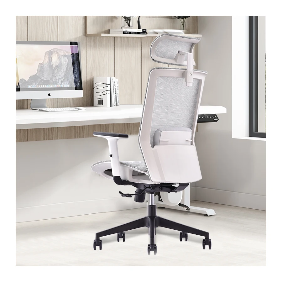 Silla giratoria de tela de malla con respaldo alto para escritorio de ordenador, silla de oficina comercial ejecutiva ergonómica de lujo con reposacabezas moderno