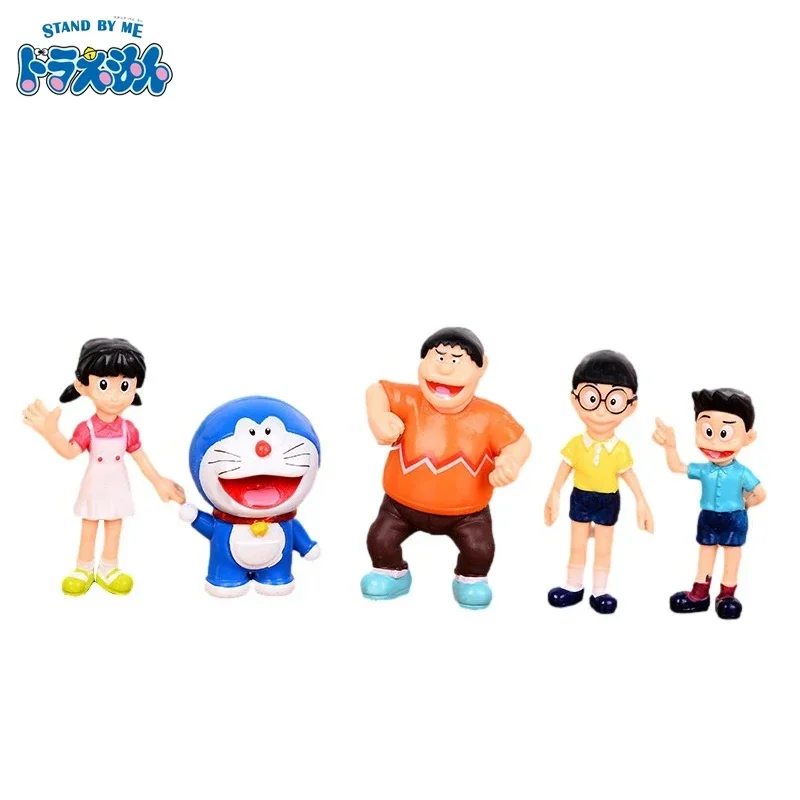 

4-6cm 5pcs Doraemon Creative Home Cake Decoration Doll Kawaii Doraemon Family Portrait PVC Action Figures Toy Kids Birthday Gift
