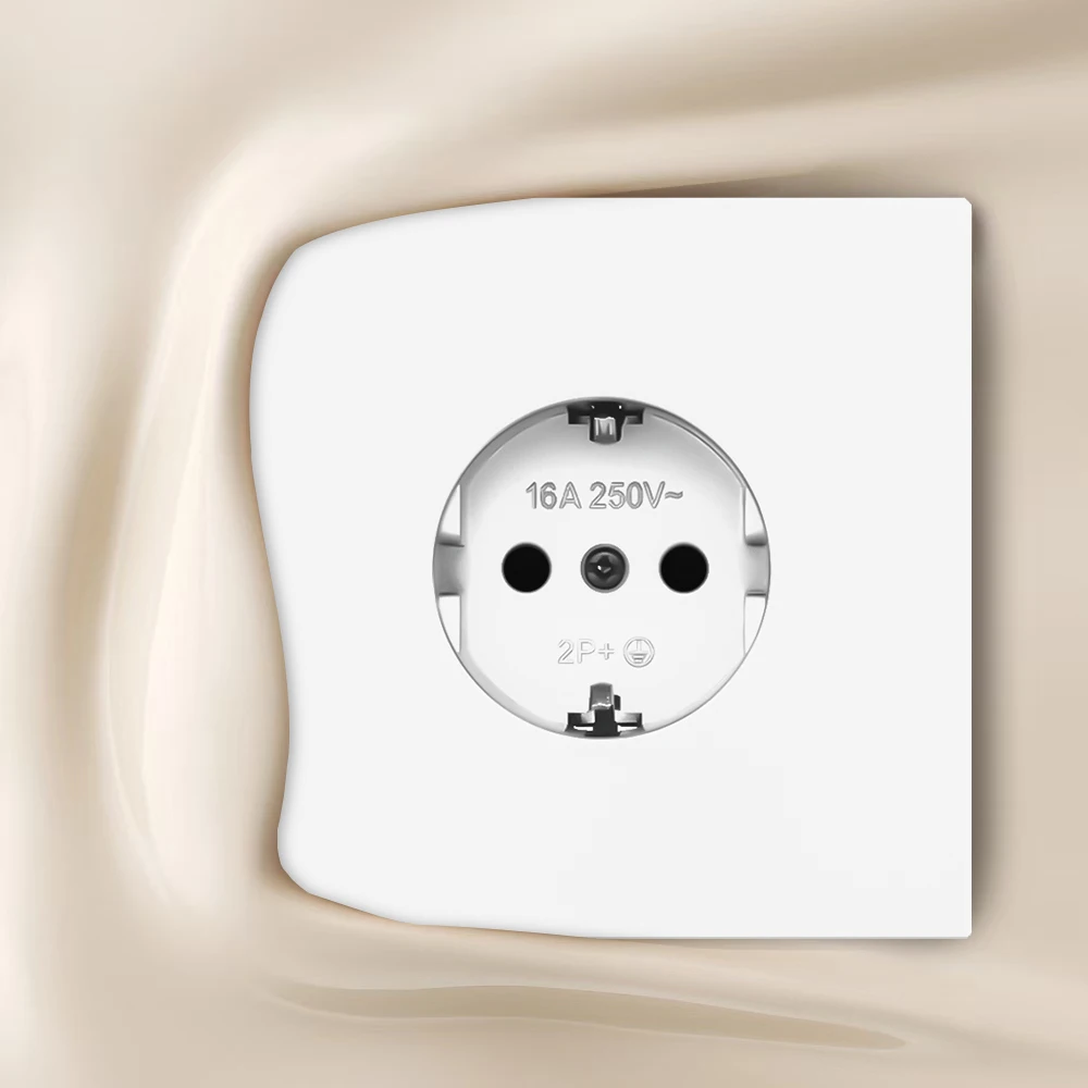 Skin Sensation Flame Retardant Wall Embedded With Ground AC Electrical Outlets Plugs Socket EU Standard Power Sockets 250V