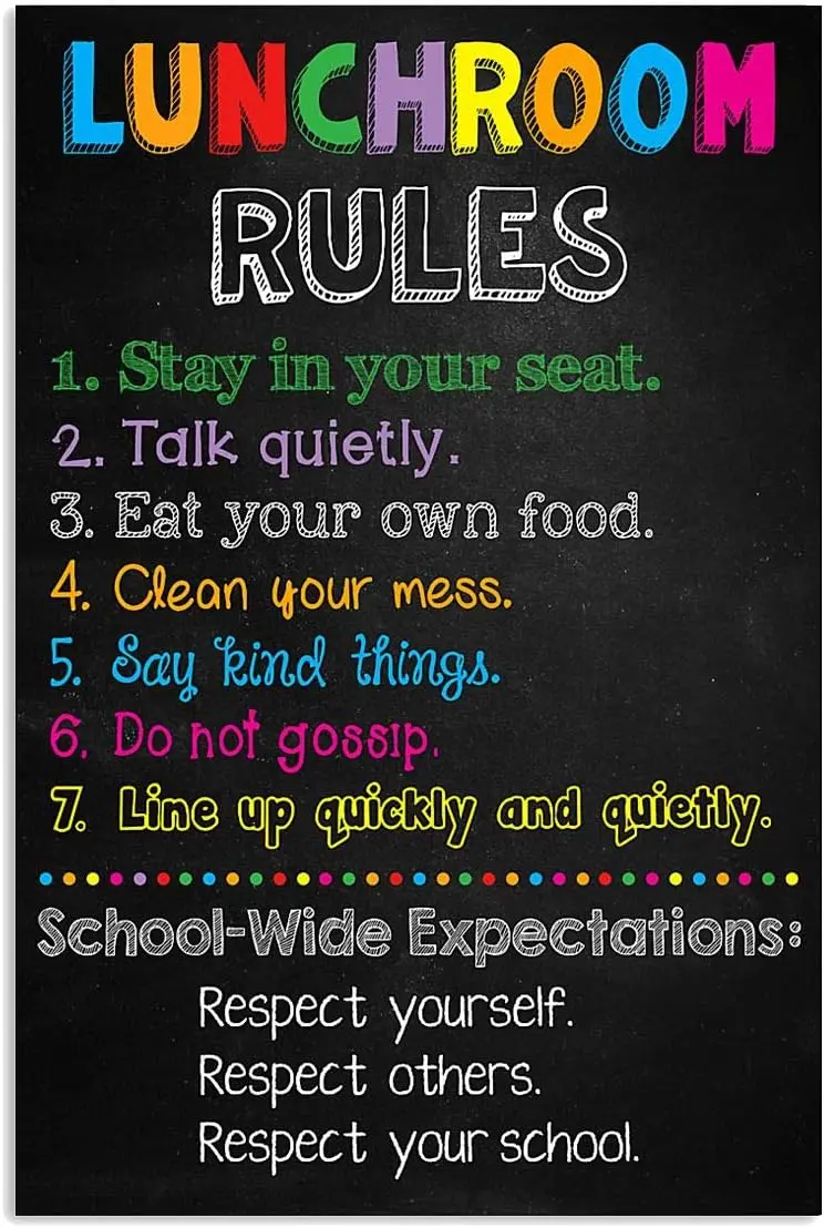 Lunchroom Rules Metal Signs Vintage Restaurant Decor School- Wide Expectations Tin Poster Home Kitchen Cafe Club Wall Decor sign