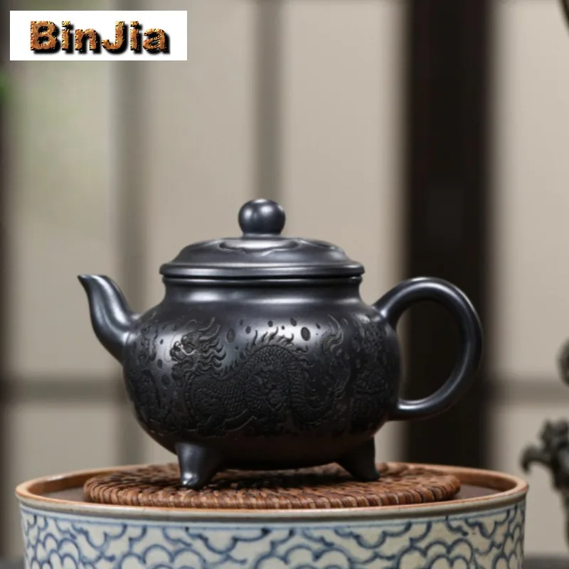 

300ml Ancient Yixing Purple Clay Teapots Handmade Ruyi Pot Raw Ore Stone Yellow Mud Tea Maker Kettle Chinese Zisha Tea Set Craft