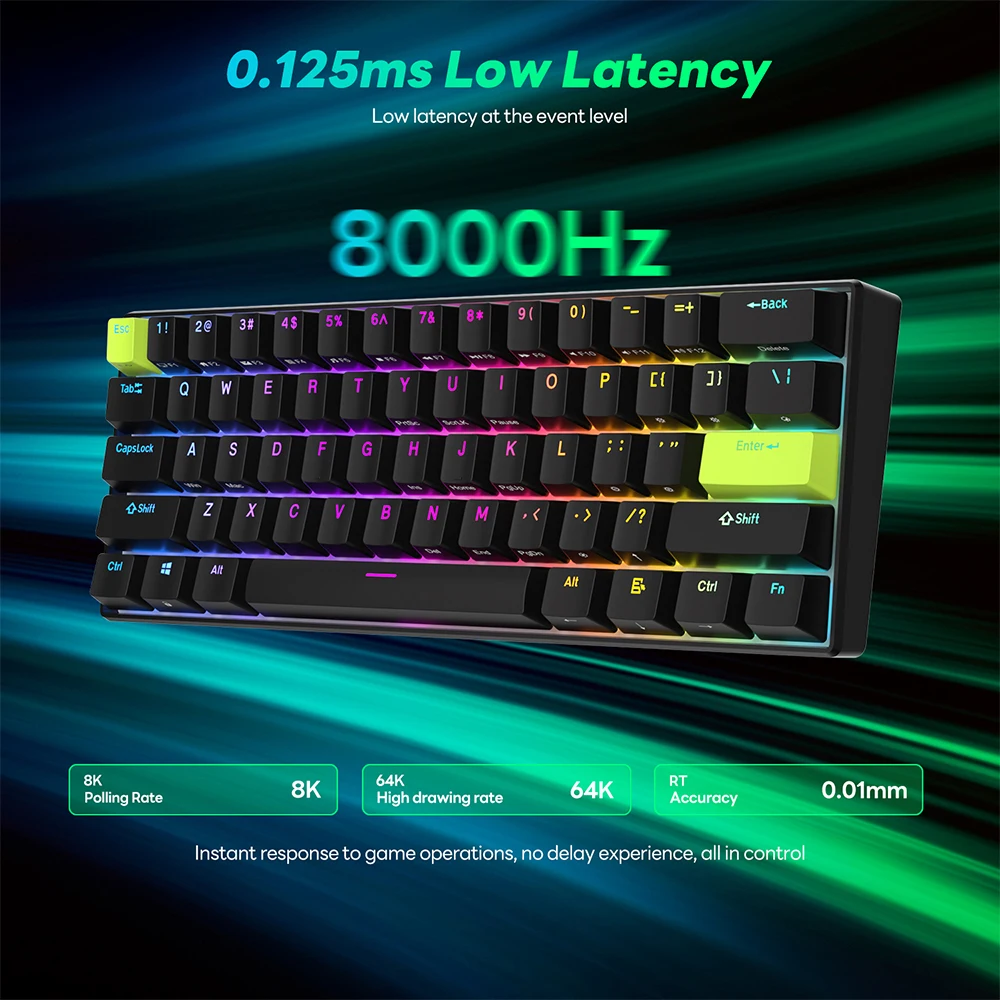 RK ROYAL KLUDGE RK C61 HE Magnetic Keyboard 60% 61 Keys Mini RGB Hot-swappable Switch Gaming Mechanical Keyboards