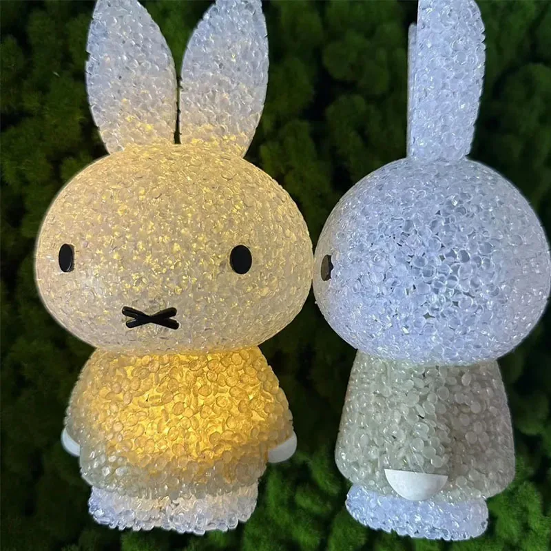 Kawaii Miffys Bedhead Crystal Rabbit Night Light Cute Cartoon Children Toys Led Night Light Desktop Decoration Girls Gifts Toys