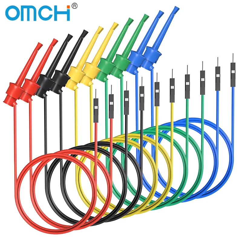 

10pcs Test Hook Clip to Dupont Male/Female Jumper Wire 26AWG Silicone Cable For Breadboard Oscilloscope Logic Analyzer