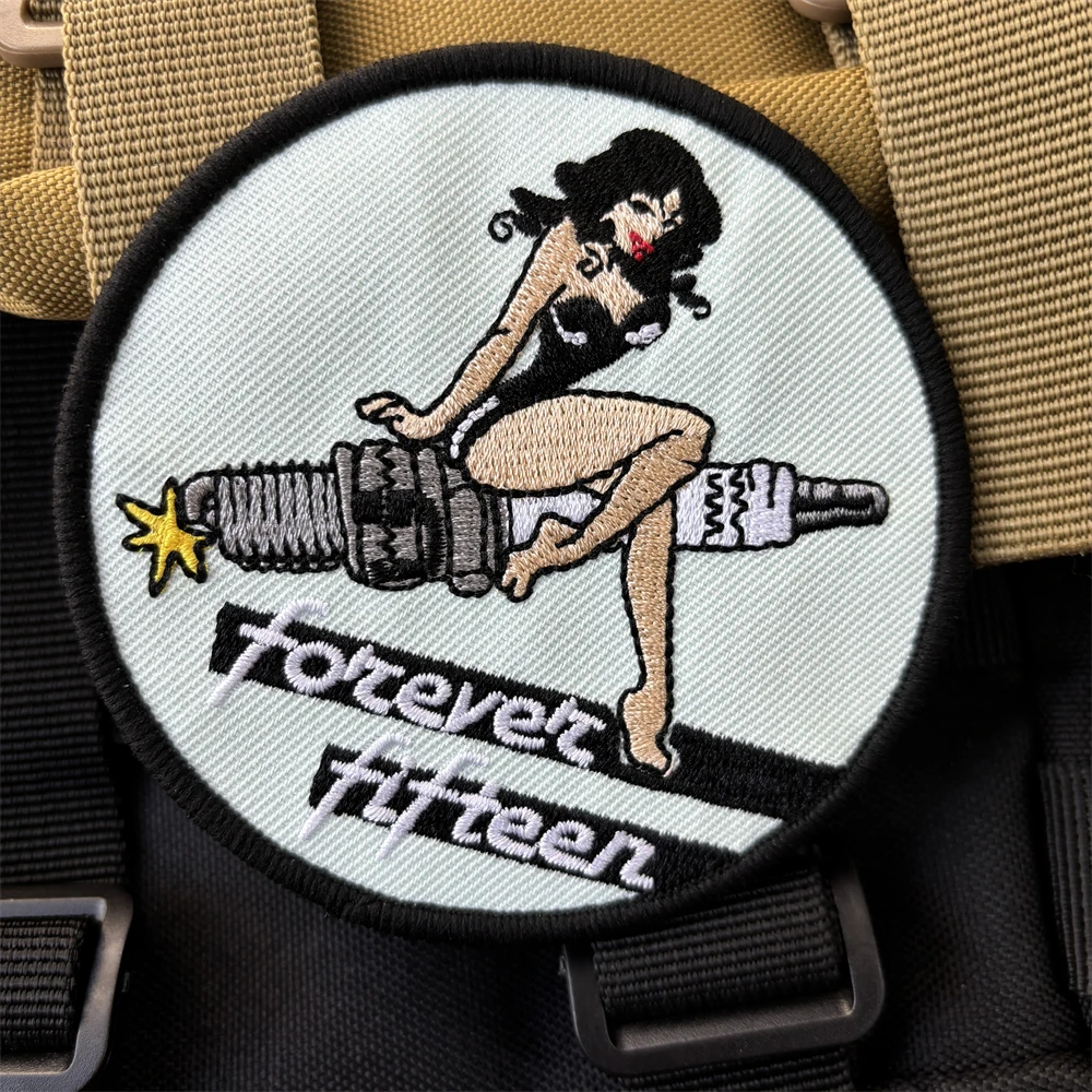 Bikini Nurse Girls Meme Embroidered Tactical Patch Anime Forever Fifteen Girl Hook&Loop Armband Military Backpack Morale Badge