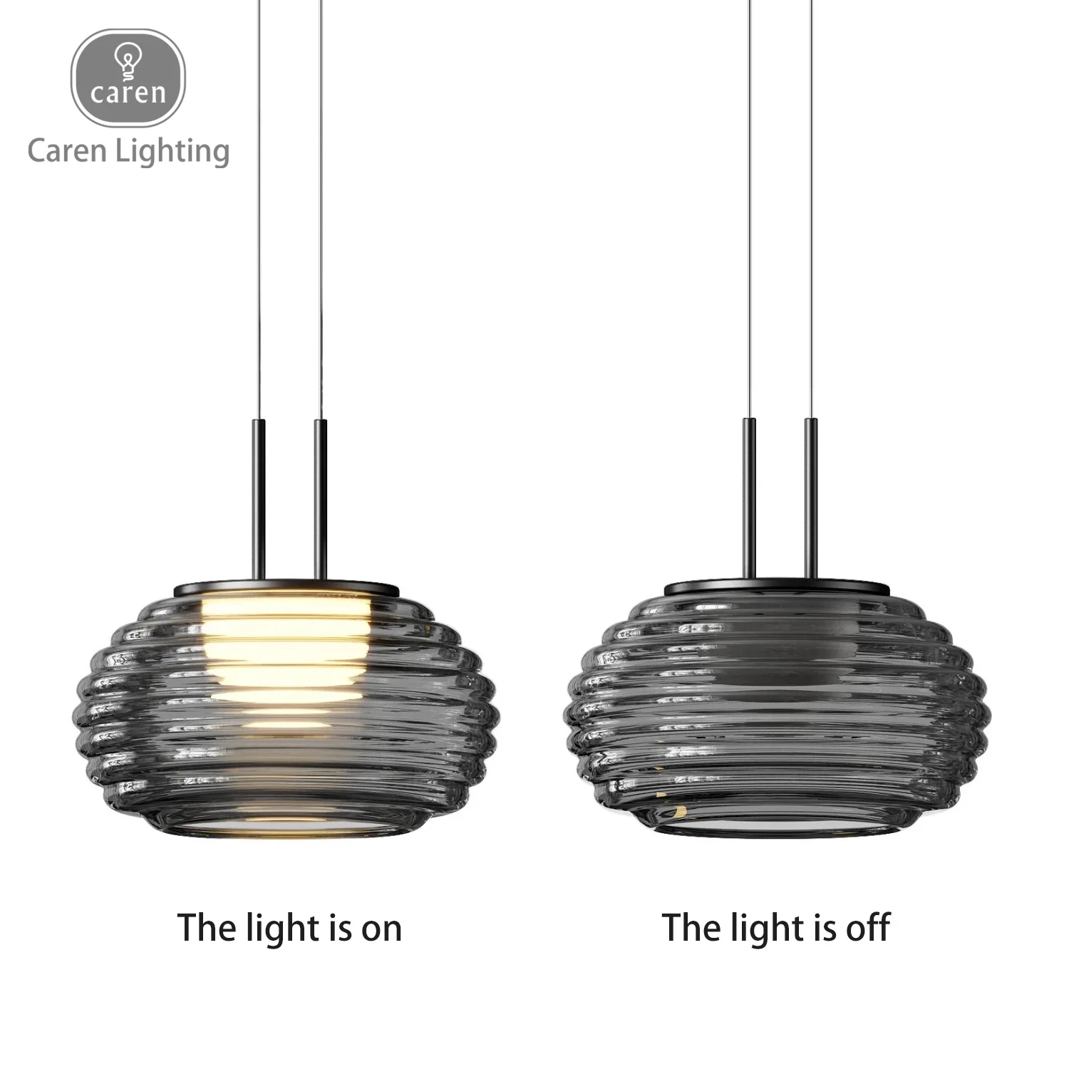 Caren Lighting Double-layer glass lampshade outer layer is electroplated rippling water texture LED fashion Pendant Light