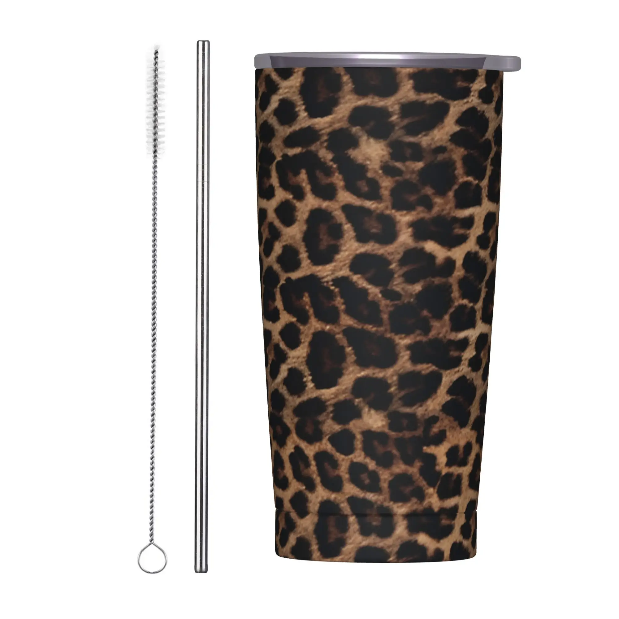 Gobelet isotherme à imprimé léopard, tasse à café à double paroi, bouteille d'eau, 20 oz, imprimé simulé