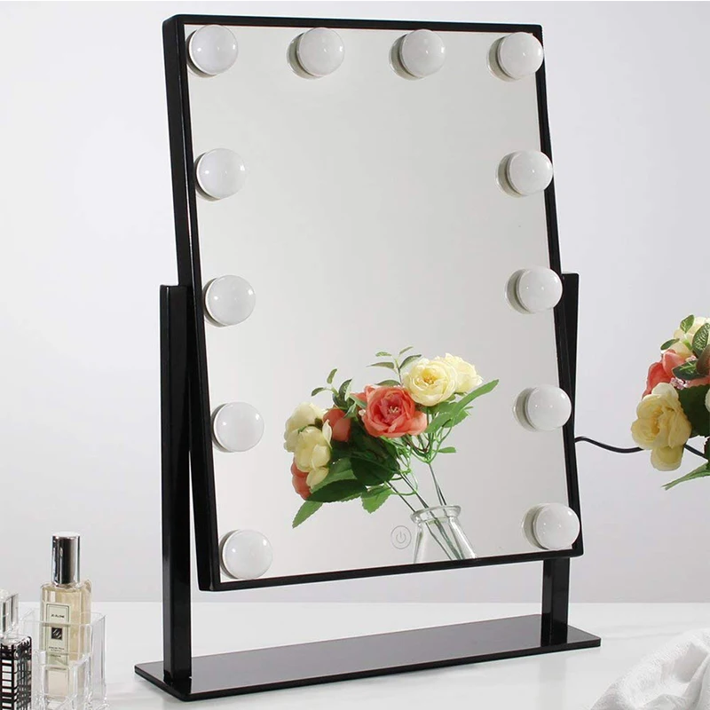 Lighted Vanity Mirror Makeup Mirror with Light Smart Touch Control 3Colors Dimmable Light Detachable 15X Magnification 360°Rotat