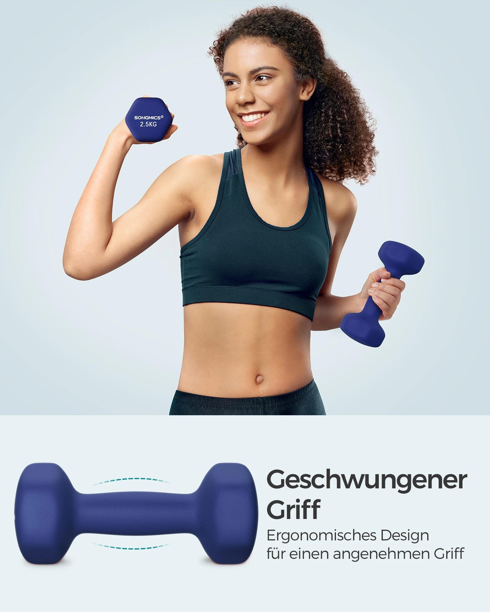 مجموعة دمبل SONGMICS القصيرة 2.5 كجم لتدريب القوة في المنزل والمكتب وصالة الألعاب الرياضية باللون الأسود SYL65BU #6