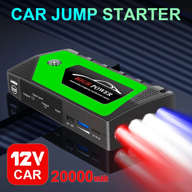 Emergency Car Jump Starter 20000mAh Power Bank Peak Current 600A 12V Auto Battery Booster Charging Start Device for 6.0L Car