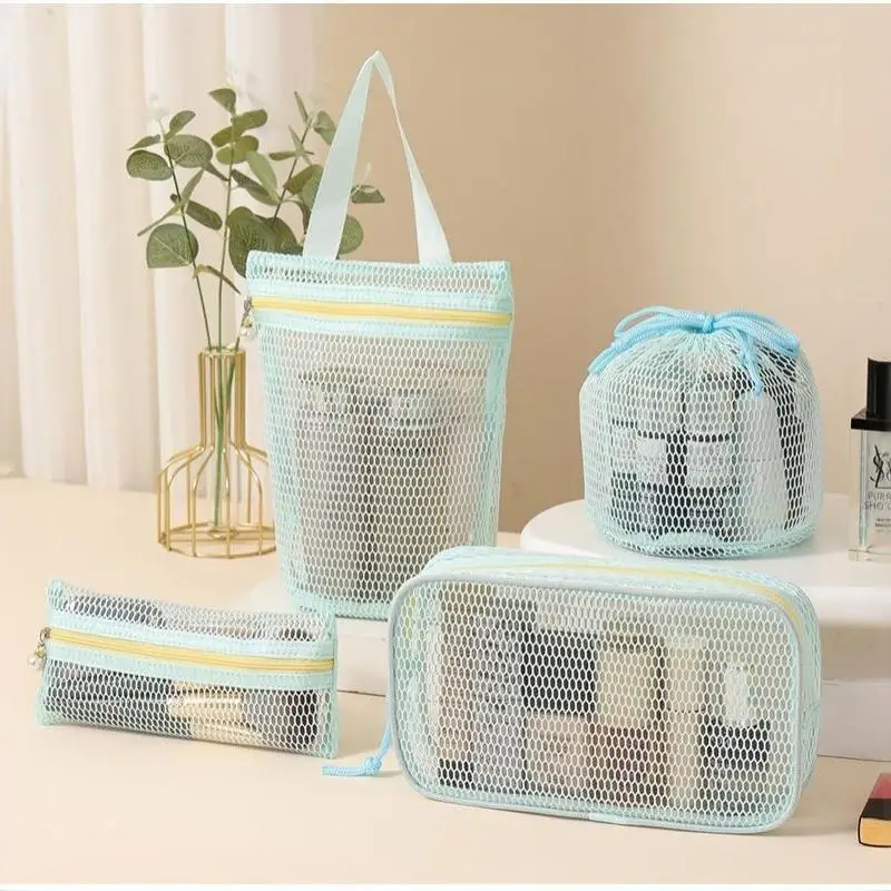 Große Kapazität Mesh-Kosmetiktasche Atmungsaktives Netz Transparenter Reise-Make-up-Organizer Glatter Reißverschluss Mehrzweck – Detail 22