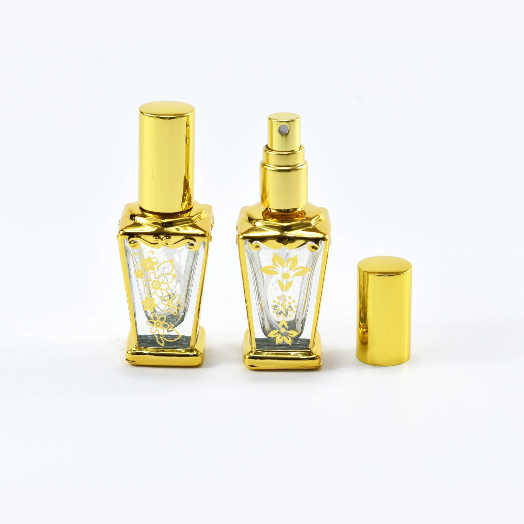 10ml Luxury Golden Refillable Perfume Bottle Portable Mini Spray Pump Empty Cosmetic Containers Atomizer Sample Vials For Travel