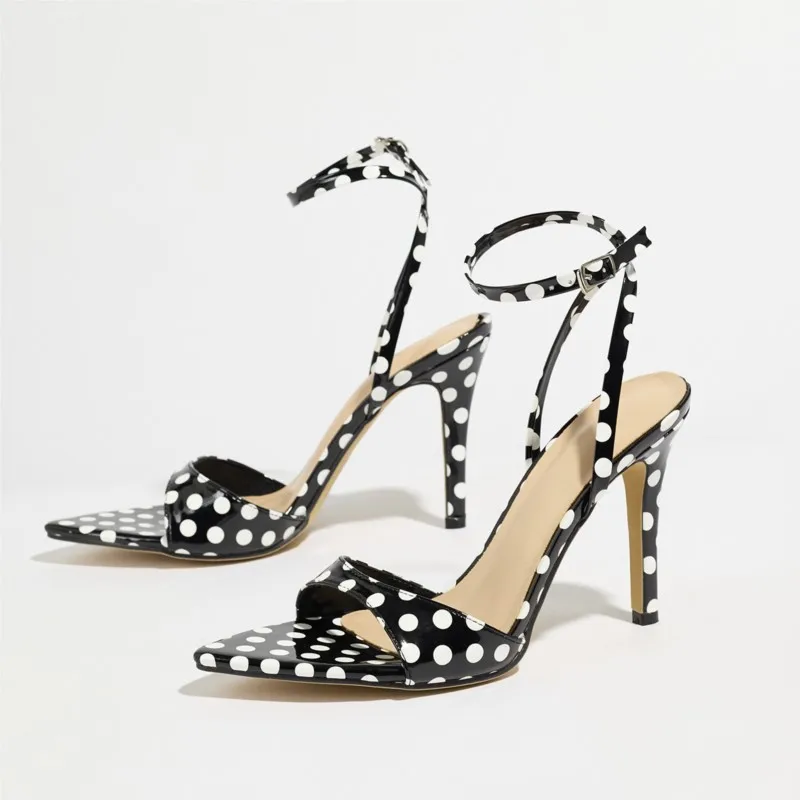 2026 New Model Cross-border Foreign Trade European Pop Dot Muller Pointed Toe High Heel Women's Shoes