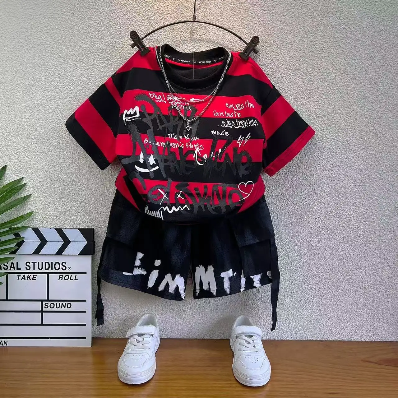 Korean Kids Clothes Boys Summer Clothes Children's Printed Cotton Short Sleeved T-shirt +Shorts 2PCS Sports Set 2-9Y