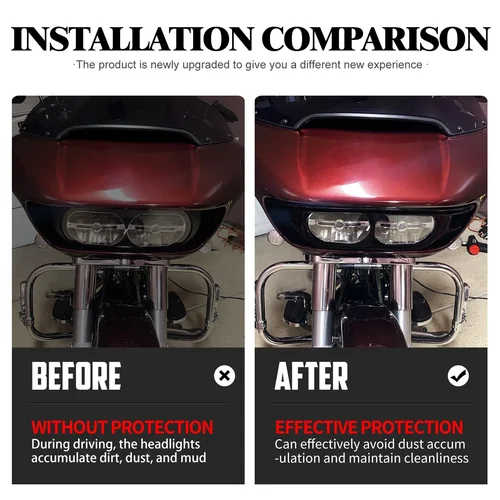 Imagen 2 del producto Cubierta de bisel para motocicleta, carenado de faro doble, embellecedor de faro para Harley Touring CVO Road Glide FLTRX FLTRXSE FLTRU 2015-23