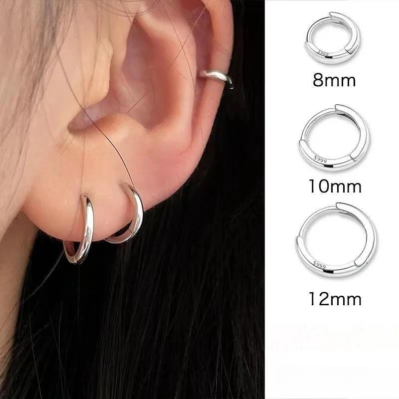 3Pair Stainless Steel Minimalist Huggie Hoop Earrings for Women Gold Color Tiny Round Circle 8/10/12mm Punk Unisex Rock Earring