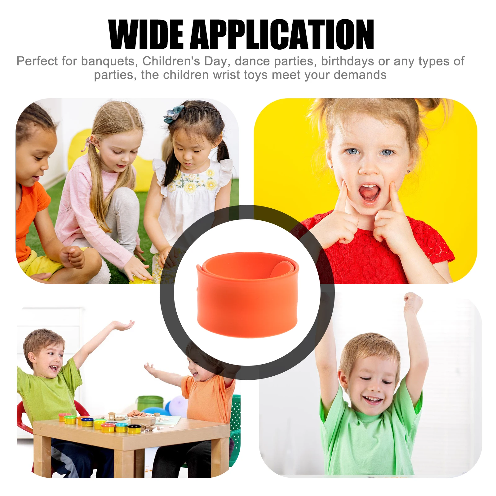 

Creative Silicone Bracelet For Kids Funny Wrist Party Favors Orange Child Jewelry Slap Wristbands Kids Plaything Festival Gift