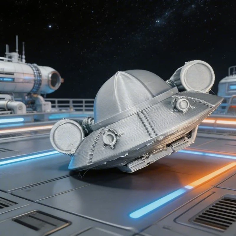 Retro Sci-Fi Spaceship Figurine Desktop Ornament UFO Mini Model DIY Paintable Decor Space Themed Projects Alien Craft Decoration