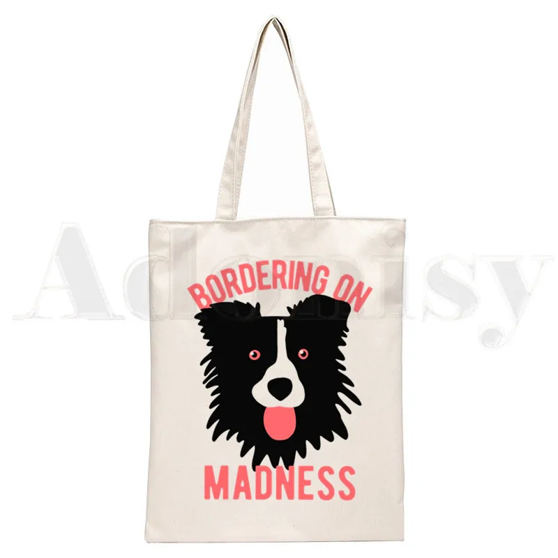 Bolsas de Ombro Harajuku para Mulheres, Bolsas Harajuku para Meninas, Bolsa de Compras Casual Elegante, Eu Amo Meu Cão Border Collie