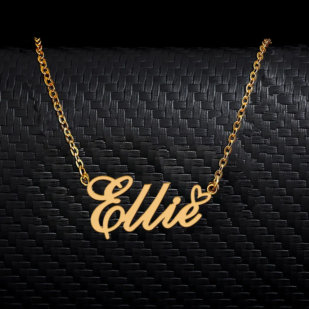 

AOLOSHOW Ellie with Heart Gold Plated Cursive Name Necklace for Women Stainless Steel Jewelry Gift for Mother's Day