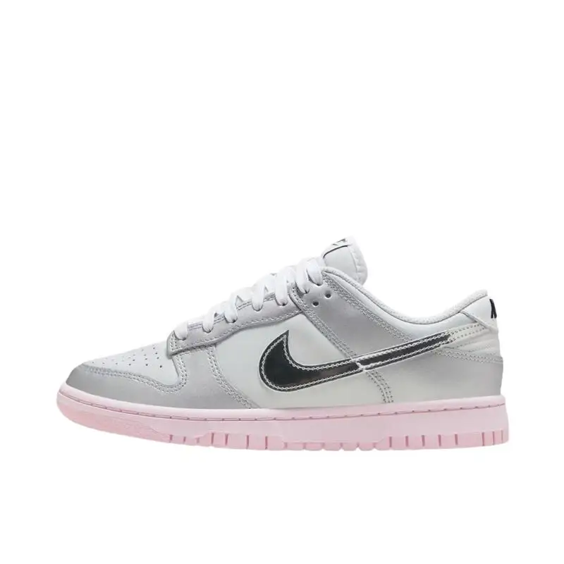 Nike Dunk LOW Low Cut, Simple, Fashionable, Comfortable, Non Slip, Wear-resistant Sports Board Shoes for Women, Silver