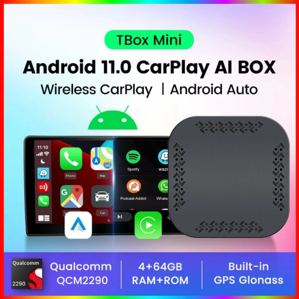 

Android 11 Carplay TV Box Wireless Android Auto Adapter Video Box Wired Carplay Car Online Upgrade Auto-connect for Youtube