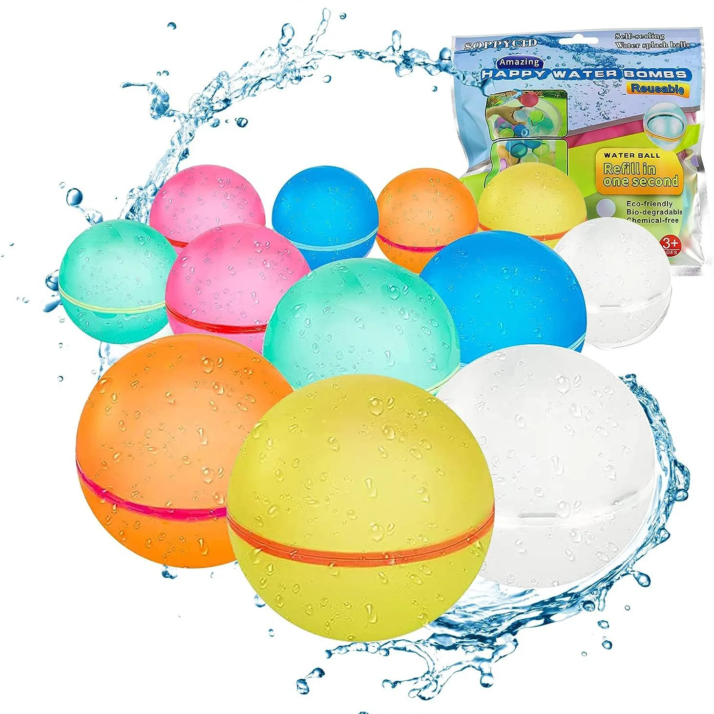 Hot Selling Reusable Silicone Adhesive Explosive Ball Magnetic Water Absorbing Ball Water Fight Water Ball Magnetic Water