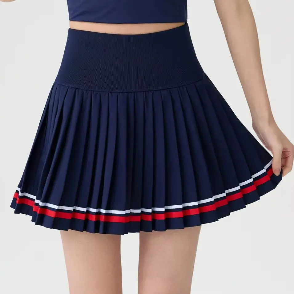 

High Waist Striped Pleated Skort for Women Built-in Shorts Pocket Summer Casual Golf Tennis Athletic Sports Mini Skirt