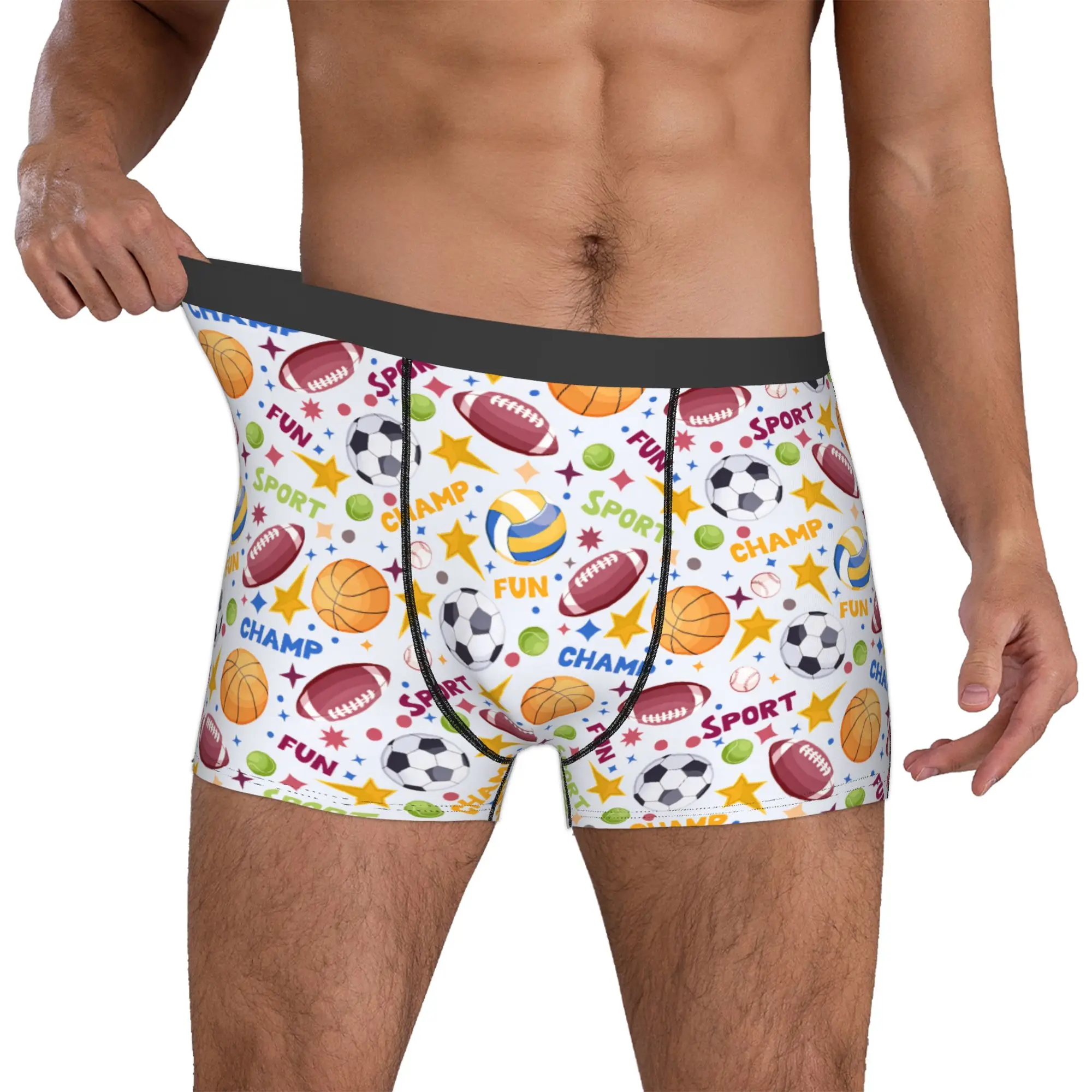 Basketball Soccerly American Footbally  Underwear  Print Sports Baseball Star Boxer Shorts Panties Briefs Breathable Underpants