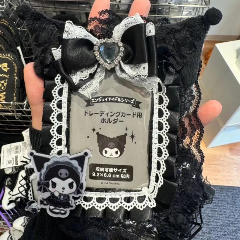 

Miniso 3-дюймовый Sanrio Kuromi Cute Card Holder Plush Japan Style ID Bag Lace Splice Y2k Kpop Idol Photocard Holder Bag Pendant Girl