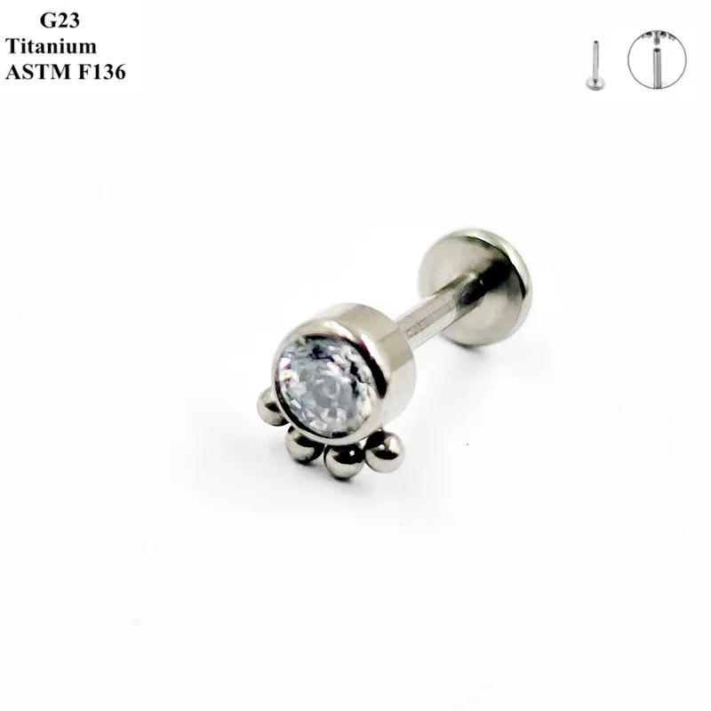 G23 Titanium Fashion Earrings Inlaid With Exquisite Zircon And Opal Classic Women\'s Earpiece Ear Cartilage Nail Piercing Jewelry