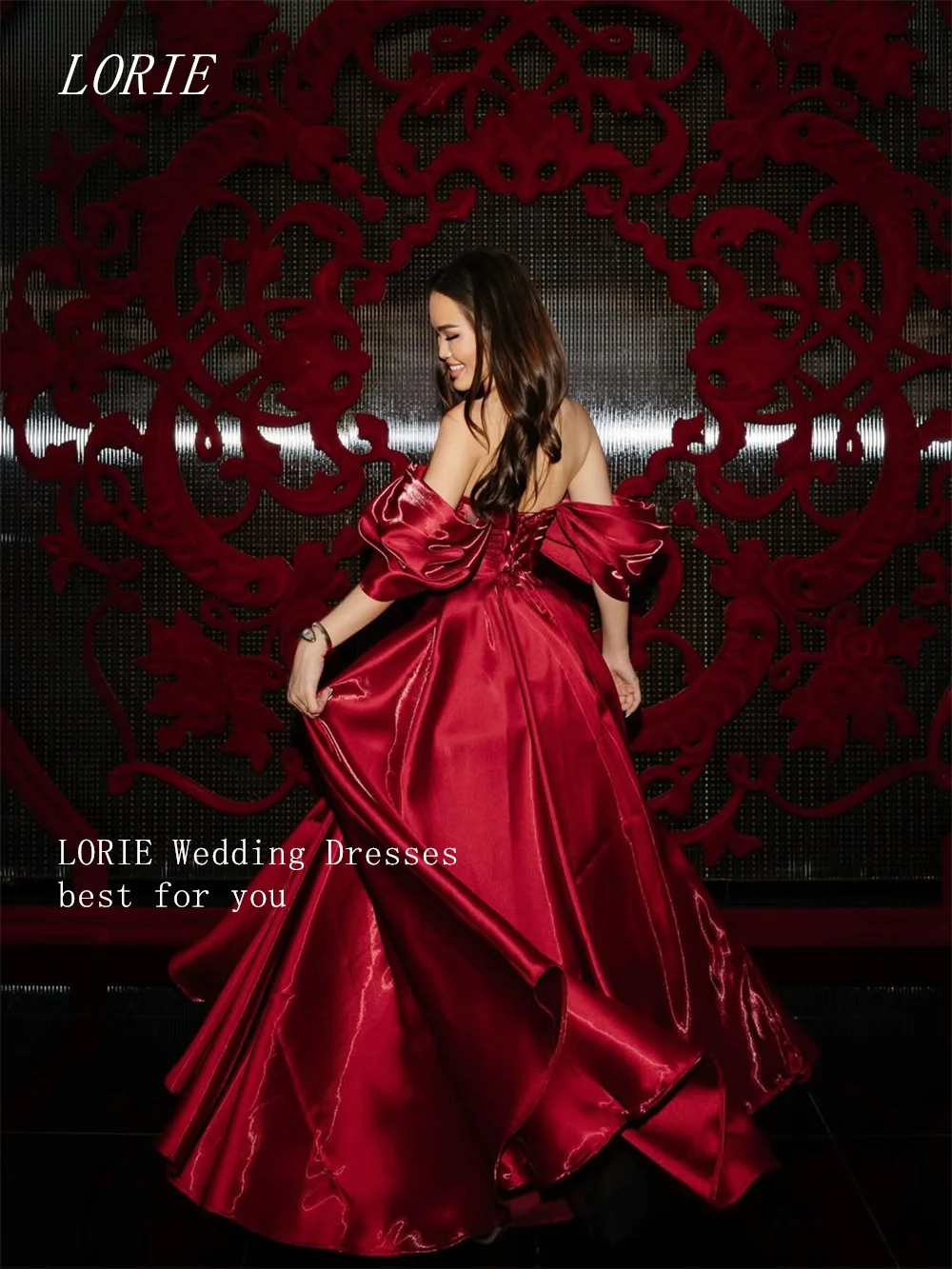 LORIE Luxury Liquid A Line Evening Dress Off The Shoulder Formal Prom Dresses Pleat Red Party Gowns Customized 2026