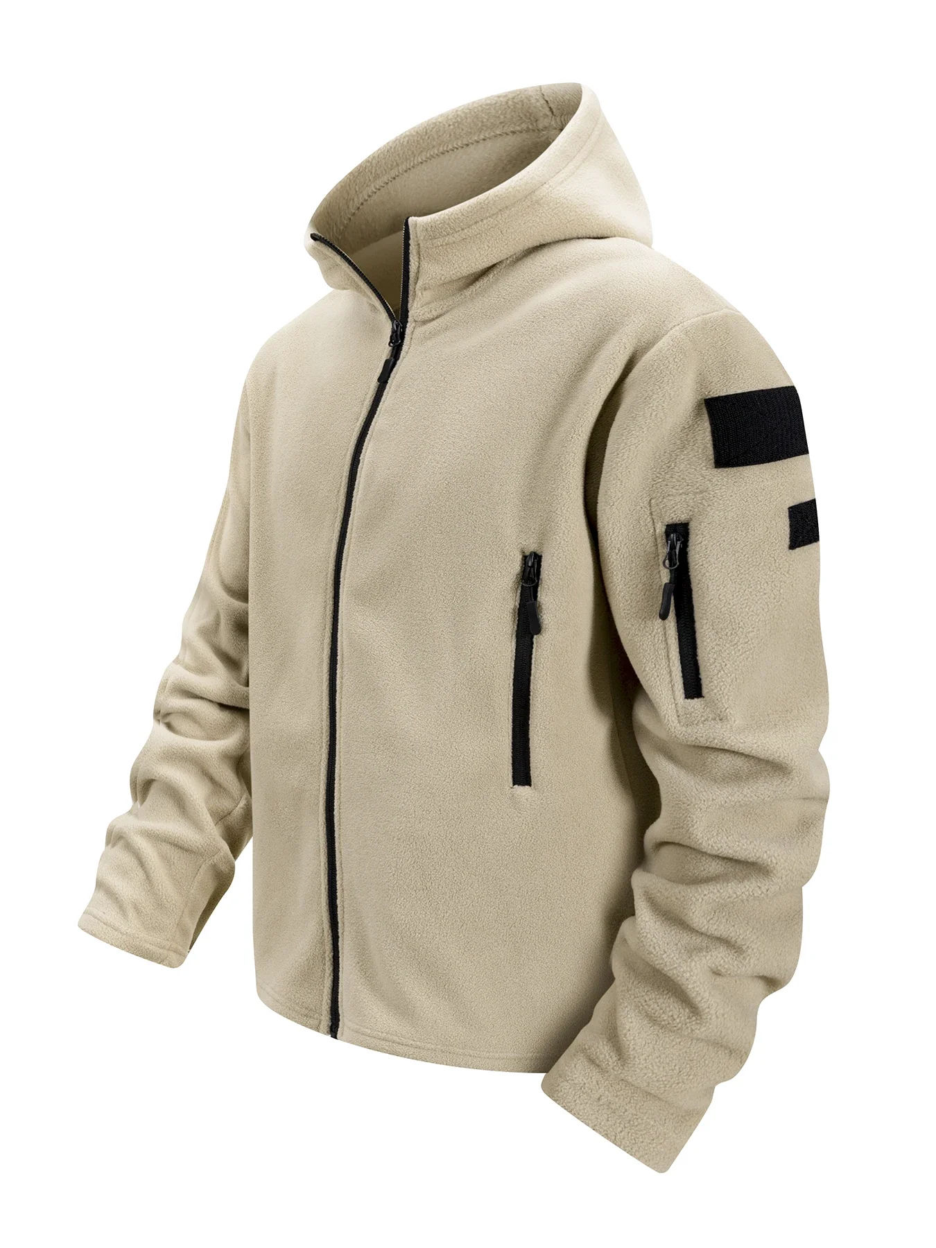 Men's Tactical Fleece Jacket Full Zip Hooded Coat Warm Casual Hoodies Camping Hiking Running Jogger Sports Jacket Men Streetwear