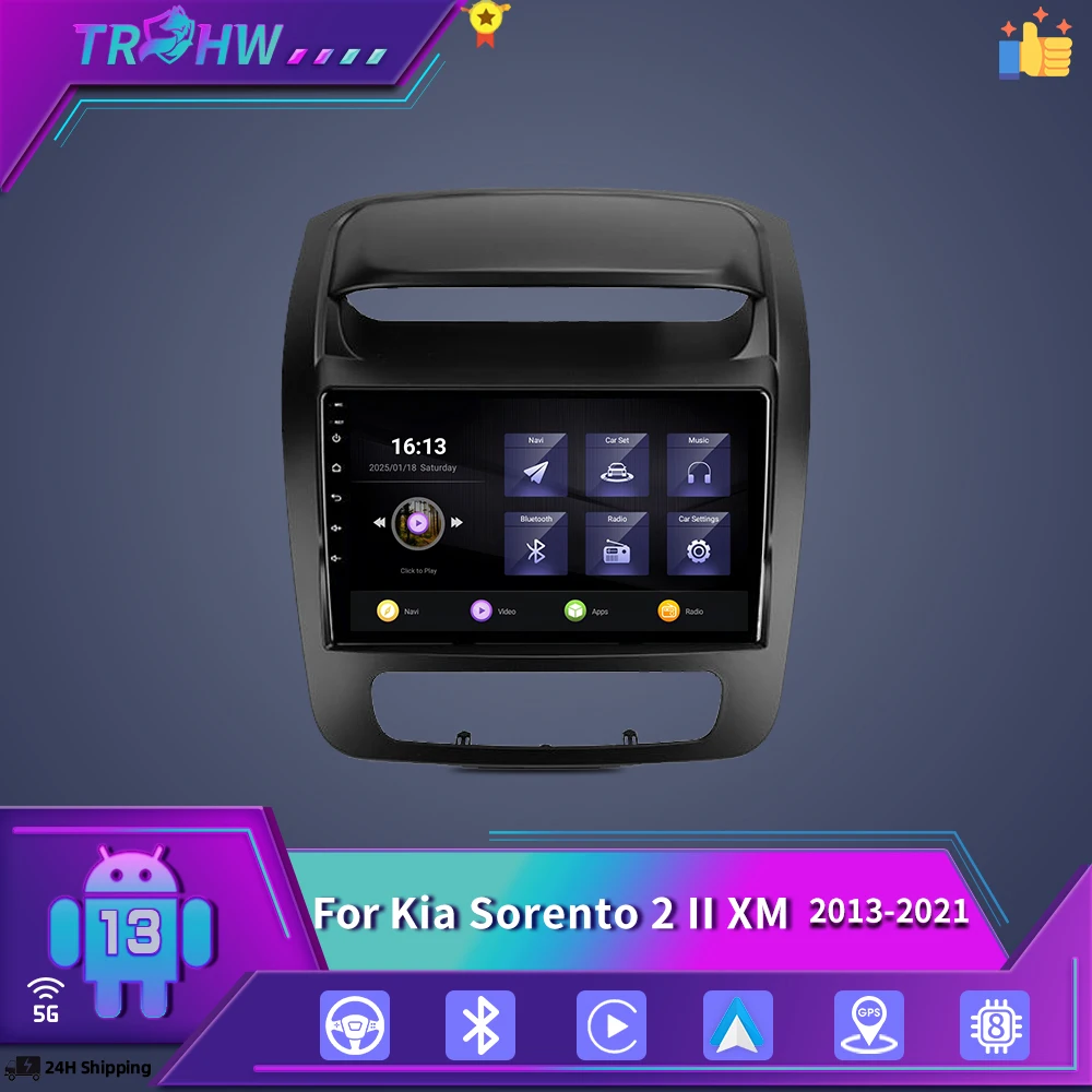 

Carplay For Kia Sorento 2 II XM 2013 - 2021 Android Auto Car Radio Multimedia Video Player Bluetooth GPS Navigation DSP stereo
